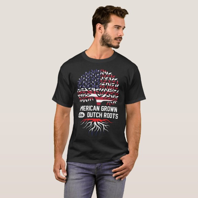 T-shirt americano crescido com raízes neerlandesas (Frente Completa)
