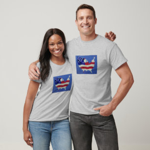 T-shirt americano do V-pescoço do jérsei da mult