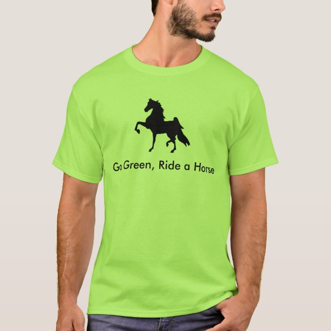 T-shirt Americano Saddlebred - vai o verde, monta um (Frente)