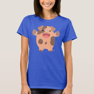 T-shirt amigável bonito das mulheres do porco dos