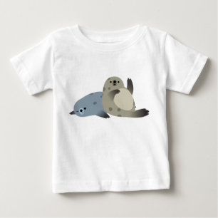 T-shirt amigável bonito do bebê dos selos de por