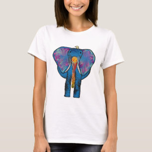 T-shirt Amigo colorido do elefante e do pássaro no t-shir
