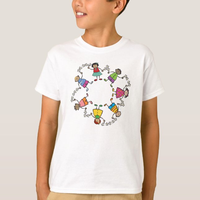 T-shirt Amigos felizes bonitos dos miúdos dos desenhos (Frente)