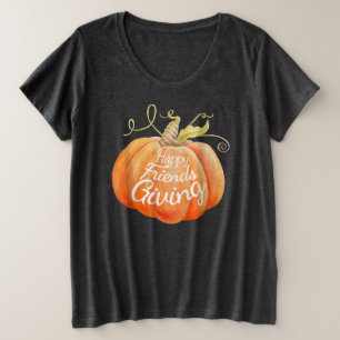 T-shirt Amigos felizes que dão a aguarela da abóbora