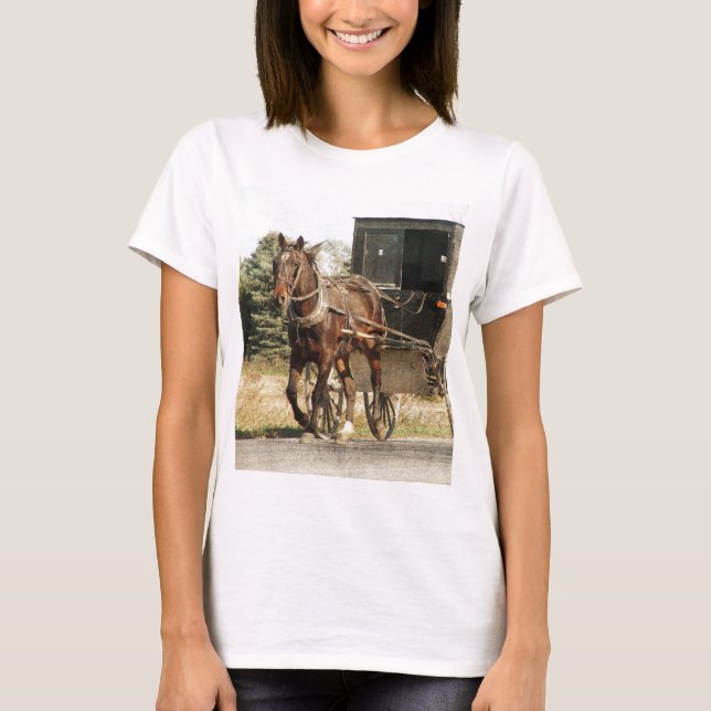 T-shirt Amish Horse e Buggy (Frente)