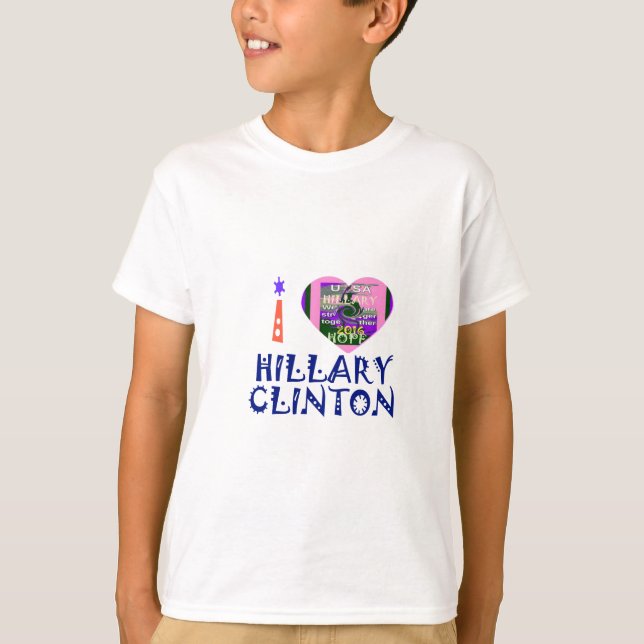 T-shirt Amo Hillary Clinton para o presidente americano He (Frente)
