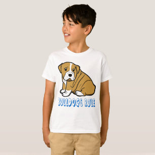 T-shirt Amor Bulldog Inglês Cartoon Cachorro Homem Menino