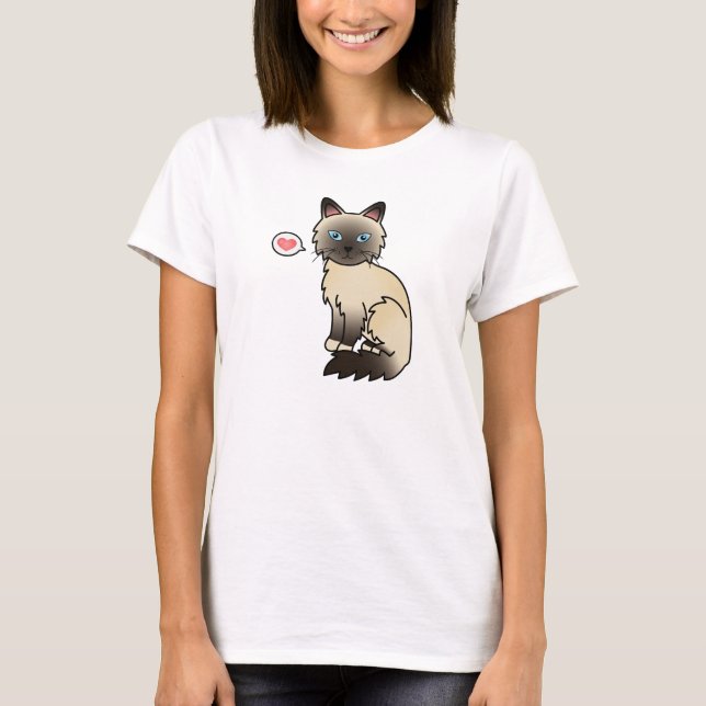 T-shirt Amor de Gato Birman / Ragdoll de Pontas Seladas (Frente)
