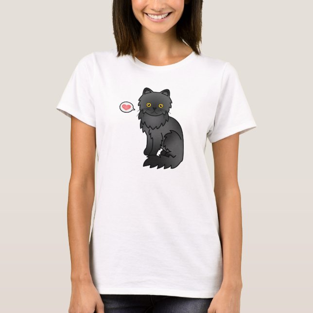 T-shirt Amor de Gato Persa Preto (Frente)