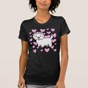 T-shirt Amor de Terrier branco de montanhas ocidentais