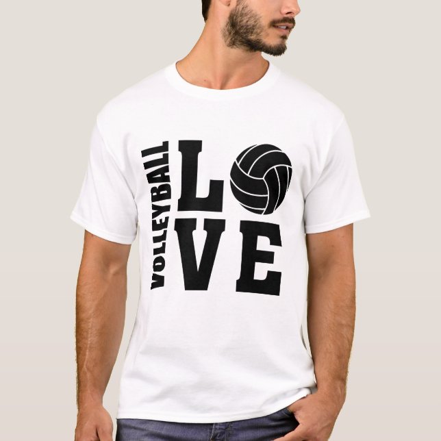 T-shirt Amor de Voleibol Negro, Voleibol (Frente)