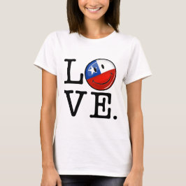 T-shirt Amor Do Chile Sorrindo Bandeira Chilena