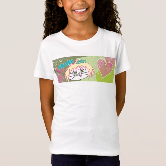 T-shirt Amor do gatinho do skate (Frente)