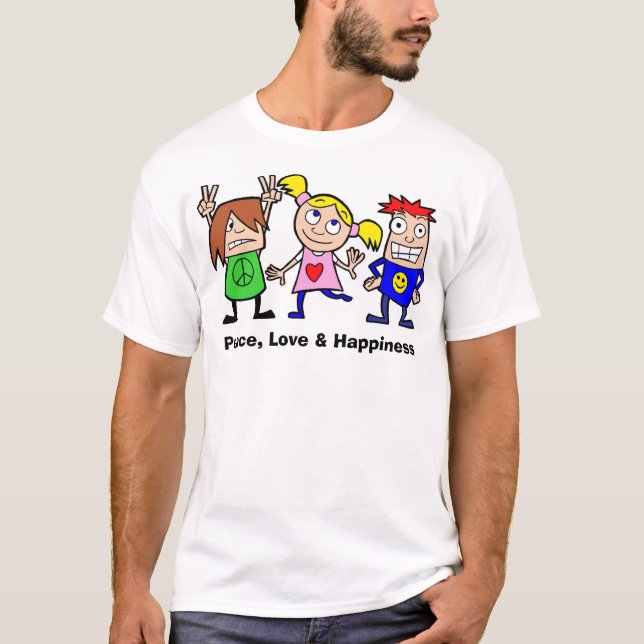 T-shirt Amor e felicidade da paz (Frente)