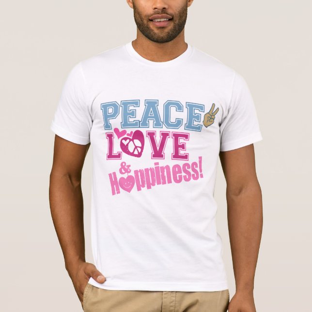 T-shirt Amor e felicidade da paz (Frente)