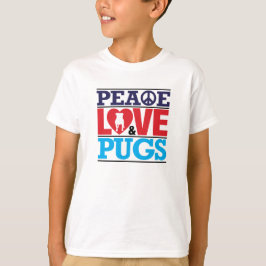 T-shirt Amor e Pugs da paz