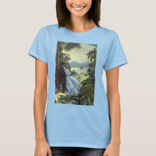 T-shirt Amor e Romance Vintage, Vista Tropical Romântica