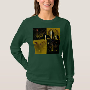 T-shirt Amor ouro negro, Fleur de Lis, texto personalizáv