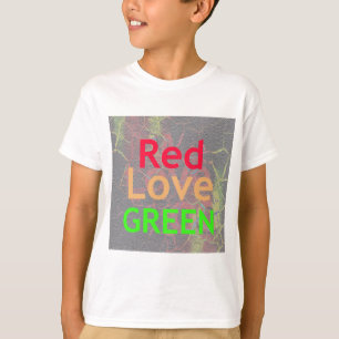 T-SHIRT AMOR VERDE OURO VERMELHO