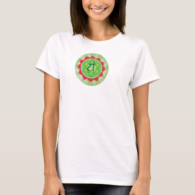 T-shirt Anahata Heart Chakra Flowy Circle Top, Branco (Frente)
