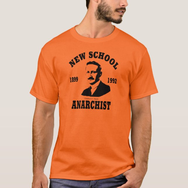 T-shirt Anarquistas novos -- Friedrich A. Hayek (Frente)