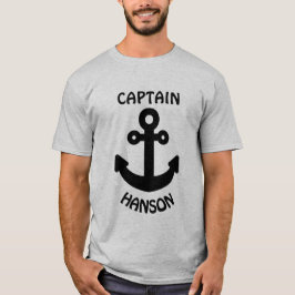 T-shirt Âncora Preta Capitão Personalizada