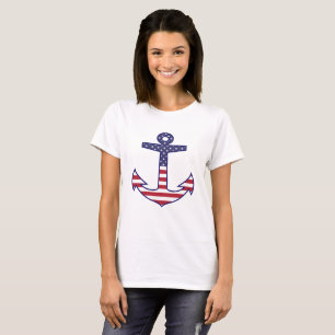 T-shirt Ancoragem de bandeira americana patriótica náuti