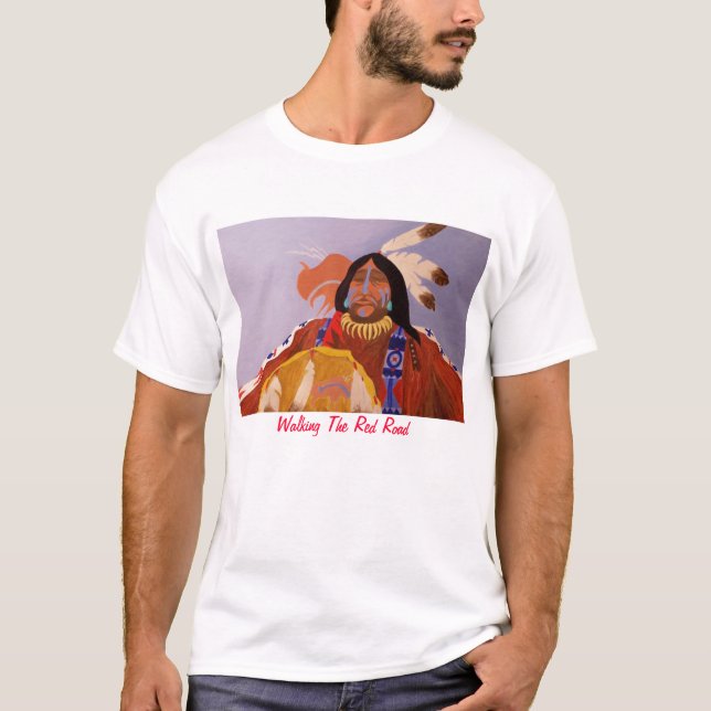 T-shirt Andando a estrada vermelha (Frente)