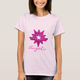 T-shirt angélico das matiz do rosa quente das
