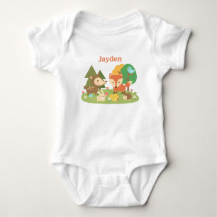 T-shirt Animais da Floresta Coloridos e Fofos para Bebês