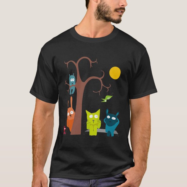 T-shirt Animais da noite (Frente)