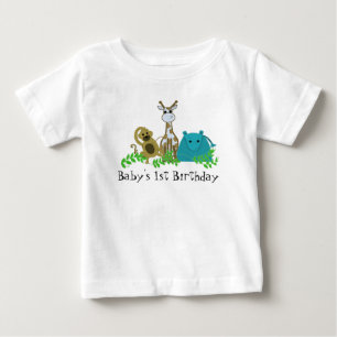 T-shirt Animais de Zoológico 1º Aniversário do Bebê