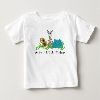 T-shirt Animais de Zoológico 1º Aniversário do Bebê