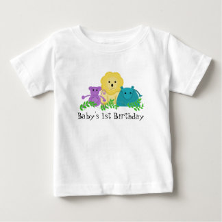 T-shirt Animais de Zoológico 1º Aniversário do Bebê