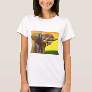 T-shirt Animais Selvagens Vintage, Elefante Africano com P
