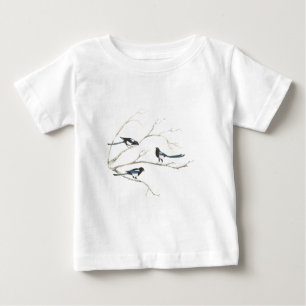 T-shirt Animal da família de pássaro do Magpie da aguare