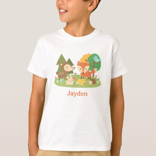 T-shirt Animal da Floresta Colorido Fofo Para Crianças