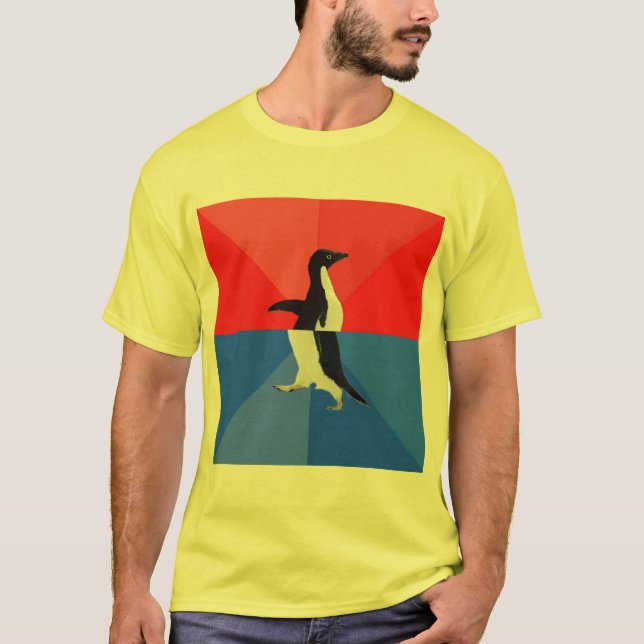 T-shirt Animal social confuso Meme do conselho do pinguim (Frente)