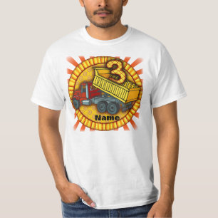 T-shirt aniversário de 3 anos Dump Truck