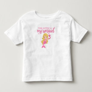 T-shirt Aniversário de 3 anos louro da sereia