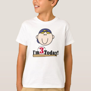 T-shirt Aniversário de 3 anos louro do basebol