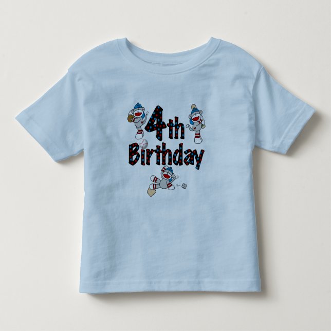 T-shirt Aniversário do 4º Monkey Sock Baseball (Frente)
