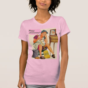 T-shirt Aniversário retro da dona de casa
