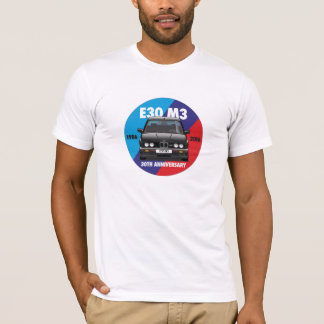 T-shirt Aniversário Roundel de BMW E30 M3 30o (Evo preto)