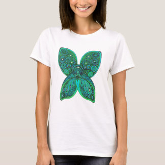 T-shirt Anjo da borboleta com as asas do verde azul