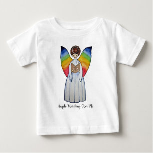 T-shirt Anjo De Aquarela Com Asas Arco-Íris Lendo Um Livro