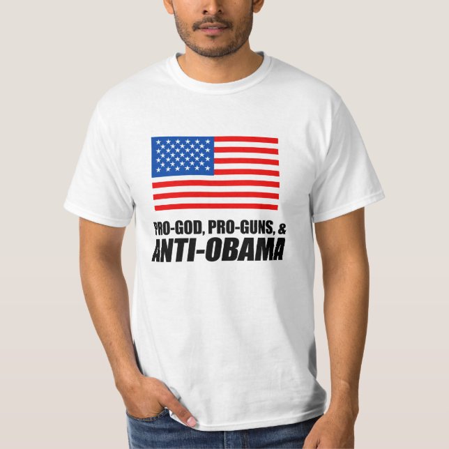 T-shirt Anti-Obama - PRO-GOD PRO-GUNS ANTI-OBAMA (Frente)
