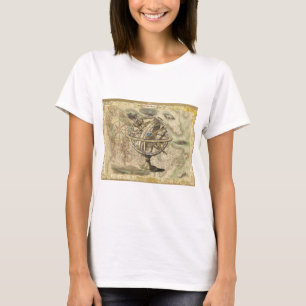 T-shirt Antiga América Britânica Explora o Mapa de Bens Po
