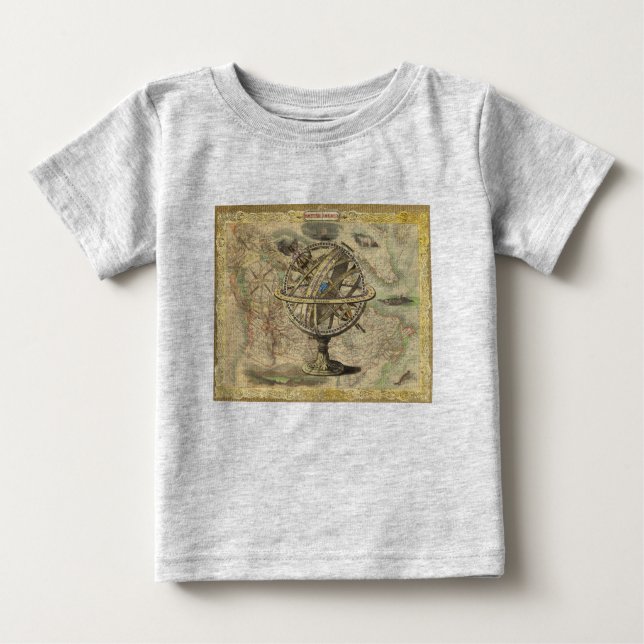 T-shirt Antiga América Britânica Explora o Mapa de Bens Po (Frente)
