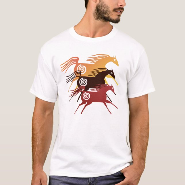 T-shirt antigo de três cavalos (Frente)